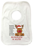CC01 - Personalised Christmas Santa's Reindeers with Rudolph & Child's Name Baby Vest