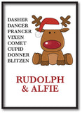 CC01 - Personalised Christmas Santa's Reindeers with Rudolph & Child's Name Print