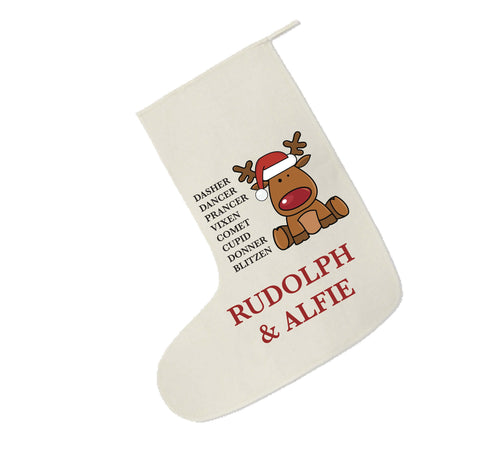 Personalised Christmas Santa's Reindeers with Rudolph & Child's Santa Stocking
