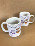 CC02- Personalised Cute Owl with Name on a Mug & White Gift Box
