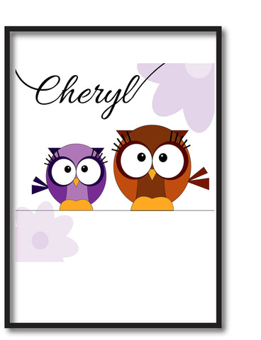 CC02 - Personalised Cute Owl with Name Print