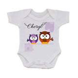 CC02 - Personalised Cute Owl with Name Baby Bib. Change the name to suit your requirements.