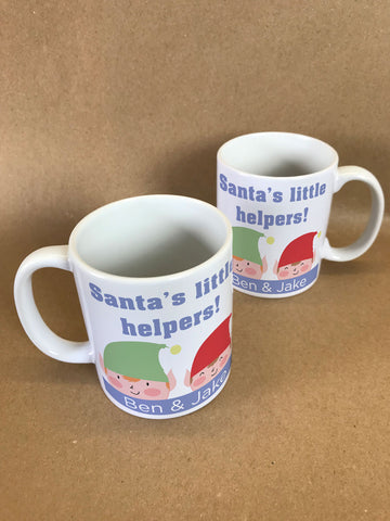 CC04- Personalised Christmas Santa's Little Helpers with Children's Names Mug & White Gift Box