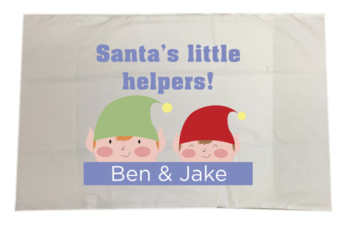 CC04 - Personalised Christmas Santa's Little Helpers with Children's Names White Pillow Case Cover