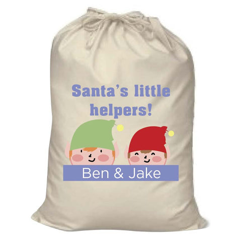 CC04 - Personalised Christmas Santa's Little Helpers with Children's Names Santa Sack