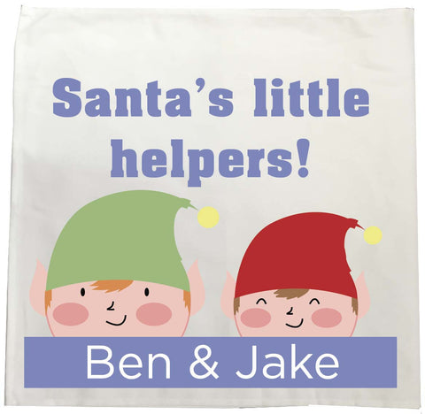 CC04 - Personalised Christmas Santa's Little Helpers with Children's Names Tea Towel