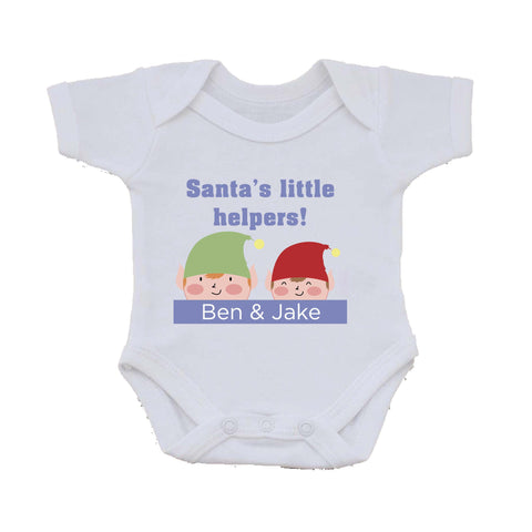 CC04 - Personalised Christmas Santa's Little Helpers with Children's Names Baby Vest