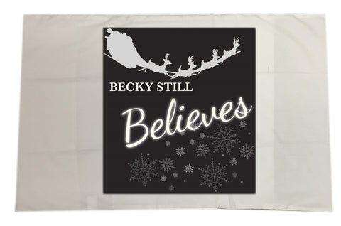 CC05 - Personalised Christmas Name inserted Still Believes in Black or Red White Pillow Case Cover