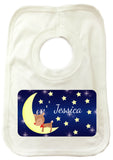 PC05 - Personalised Sleeping Cute Reindeer on the Moon Christmas Baby Vest