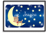 PC05 - Personalised Sleeping Cute Reindeer on the Moon Christmas Print