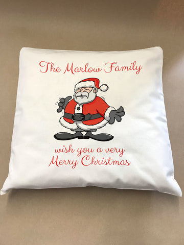 Personalised Christmas The (Your Family Name) wish you a very Merry Christmas Cushion Cover