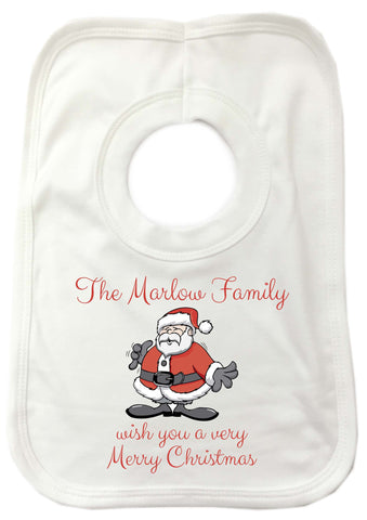 CC06 - Personalised Christmas The (Your Family Name) wish you a very Merry Christmas Baby Bib