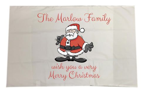 CC06 - Personalised Your Family Name wish you a very Merry Christmas White Pillow Case Cover