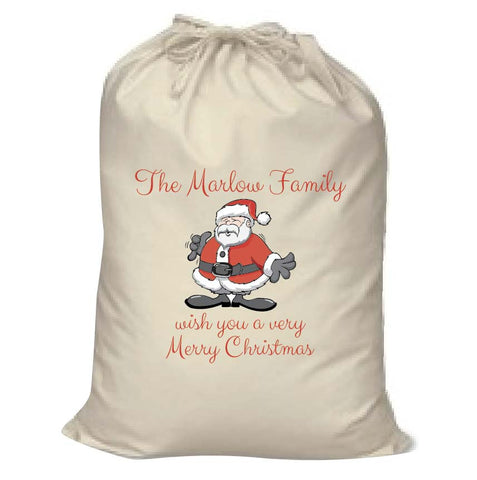 CC06 - Personalised Your Family Name wish you a very Merry Christmas Canvas Santa Sack