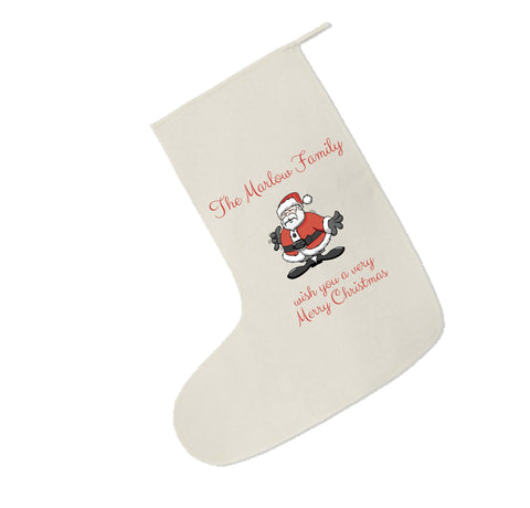 CC06 - Personalised Your Family Name wish you a very Merry Christmas Canvas Santa Stocking