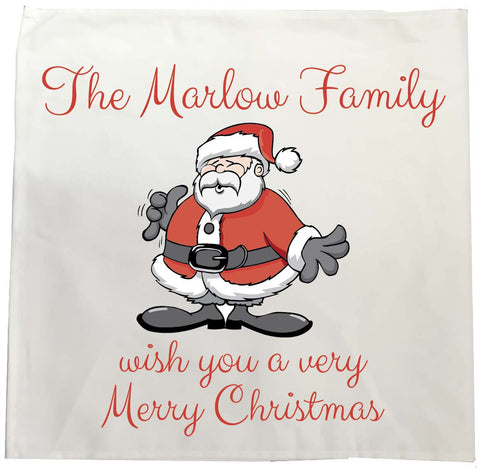 CC06 -Personalised Christmas The (Your Family Name) wish you a very Merry Christmas Tea Towel