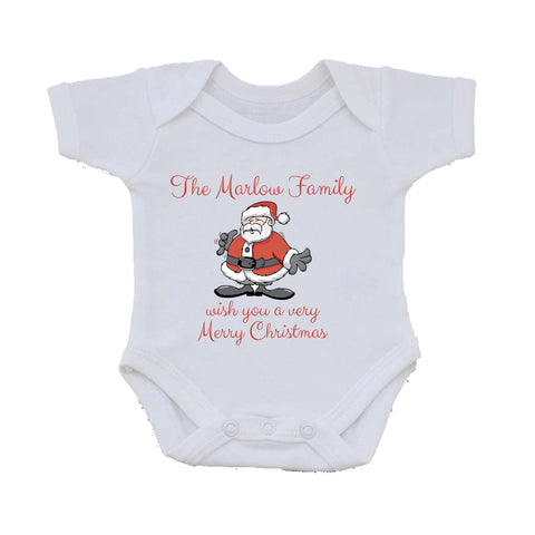 CC06 - Personalised Christmas The (Your Family Name) wish you a very Merry Christmas Baby Vest