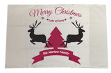 CC07 - Personalised Christmas Reindeers and Tree with (Your Family Name) White Pillow Case Cover