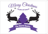 CC07 - Personalised Christmas Reindeers and Tree with (Your Family Name) inserted in ribbon Print