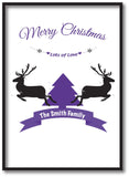 CC07 - Personalised Christmas Reindeers and Tree with (Your Family Name) inserted in ribbon Print