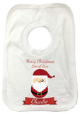 CC08 - Personalised Christmas Cute Santa with Name inserted on a Baby Bib