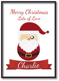 CC08 - Personalised Christmas Cute Santa with Name inserted on a Canvas