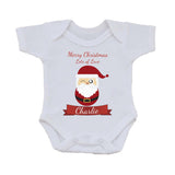 CC08 - Personalised Christmas Cute Santa with Name inserted on a Baby Bib