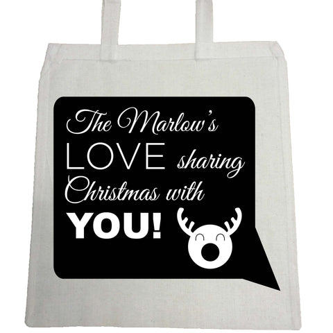 CC09 -Personalised The (Your name) Love Sharing Christmas With You Canvas Bag for Life
