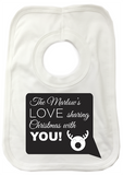 CC09 - Personalised Your name Love Sharing Christmas With You Baby Bib for Boy or Girl