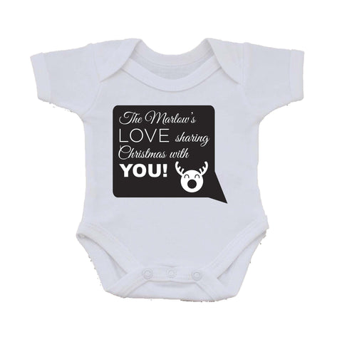 CC09 - Personalised Your Family Name Love Sharing Christmas With You Baby Vest