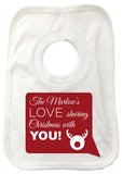 CC09 - Personalised Your name Love Sharing Christmas With You Baby Bib for Boy or Girl