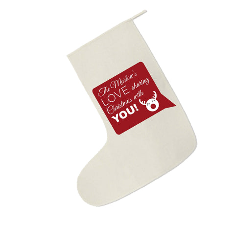 CC09 -Personalised Your name Love Sharing Christmas With You Canvas Santa Stocking
