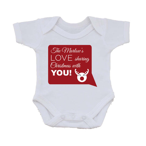 CC09 - Personalised Your Family Name Love Sharing Christmas With You Baby Vest