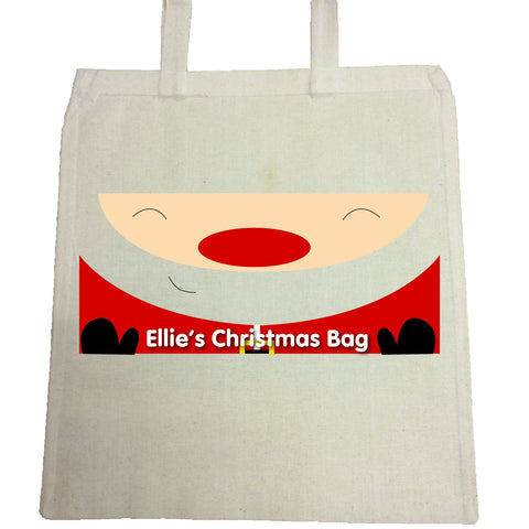 CM01 - Happy Smiley Santa Christmas Personalised Canvas Bag for Life