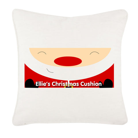 Happy Smiley Santa Christmas Personalised Canvas Cushion Cover