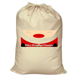 CM01 - Happy Smiley Santa Christmas Personalised Canvas Santa Sack