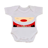 CM01 - Happy Smiley Santa Christmas Personalised Baby Vest