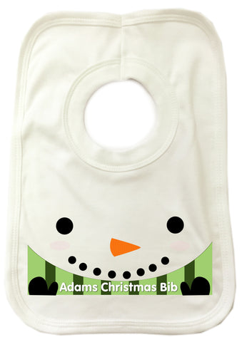 CM02 - Happy Smiley Snowman Christmas Personalised Baby Bib