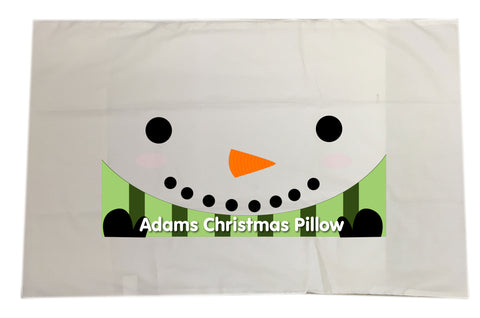 CM02 - Happy Smiley Snowman Christmas Personalised White Pillow Case Cover