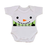 CM02 - Happy Smiley Snowman Christmas Personalised Baby Bib