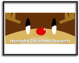 CM03 - Happy Smiley Reindeer Christmas Personalised Canvas Print