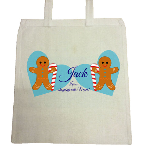 CM04 - Personalised Ginger Bread Cookies Christmas Boys Canvas Bag for Life