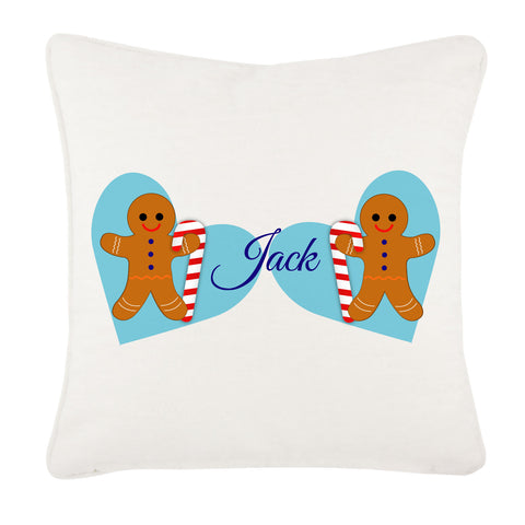 Personalised Ginger Bread Cookies Christmas Boys Canvas Cushion Cover
