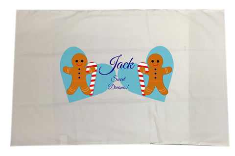 CM04 - Personalised Ginger Bread Cookies Christmas Boys White Pillow Case Cover