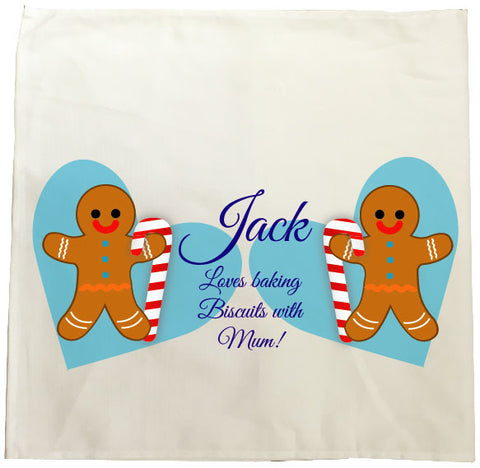 CM04 - Personalised Ginger Bread Cookies Christmas Boys Tea Towel