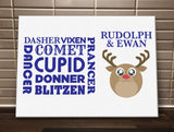 CM06 - Personalised Round Rudolf & Reindeer Names Christmas Canvas Print