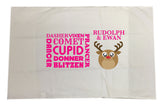 CM06 - Personalised Round Rudolf & Reindeer Names Christmas Pillow Case Cover