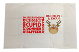 CM06 - Personalised Round Rudolf & Reindeer Names Christmas Pillow Case Cover
