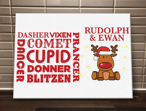 CM07 - Personalised Rudolf & Reindeer Names Christmas Canvas Print