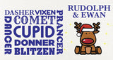 CM07 - Personalised Rudolf & Reindeer Names Christmas Baby Bib